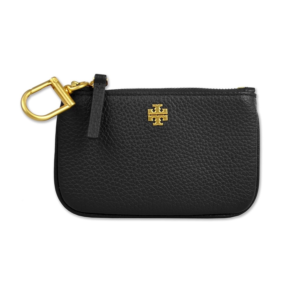 Tory Burch Pebbled Leather Key Ring Card Holder Small Wallet